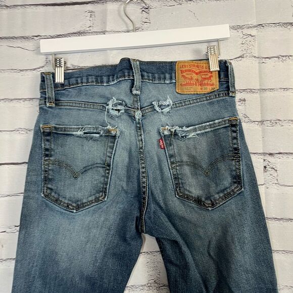 Levi’s 511 Men’s Blue Jeans Distressed Straight Workwear Streetwear 30X32 Faded - Picture 10 of 15